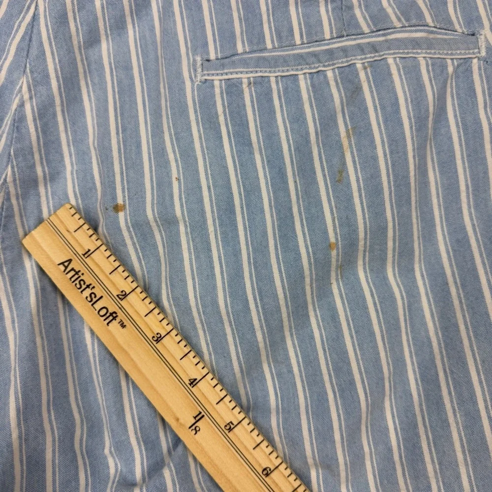 Vintage 90s Duck Head Mens 36 Blue White Striped Pleated Chino Shorts Duck Logo